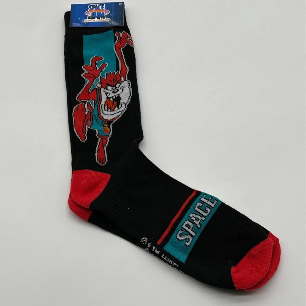 mens Novelty Socks space jam tazmanian devil Size 6-12 Warner Brothers 1‎ Pair